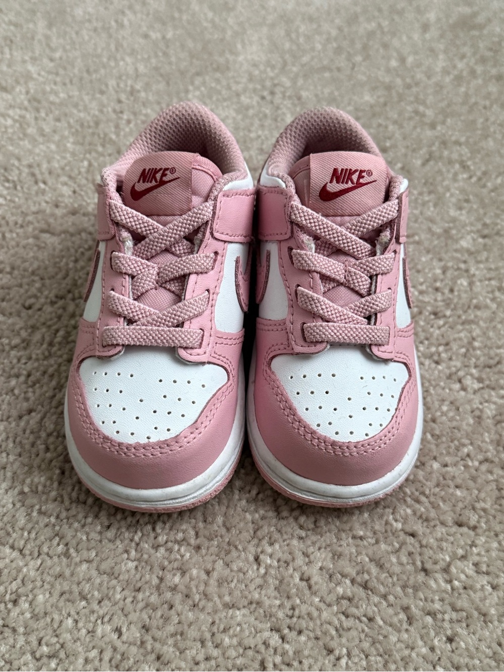 Nike Kids Pink and White Low-Top Sneakers